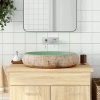 Lavabo da Appoggio Verde e Marrone Ovale 59x40x15 cm Ceramica 155077