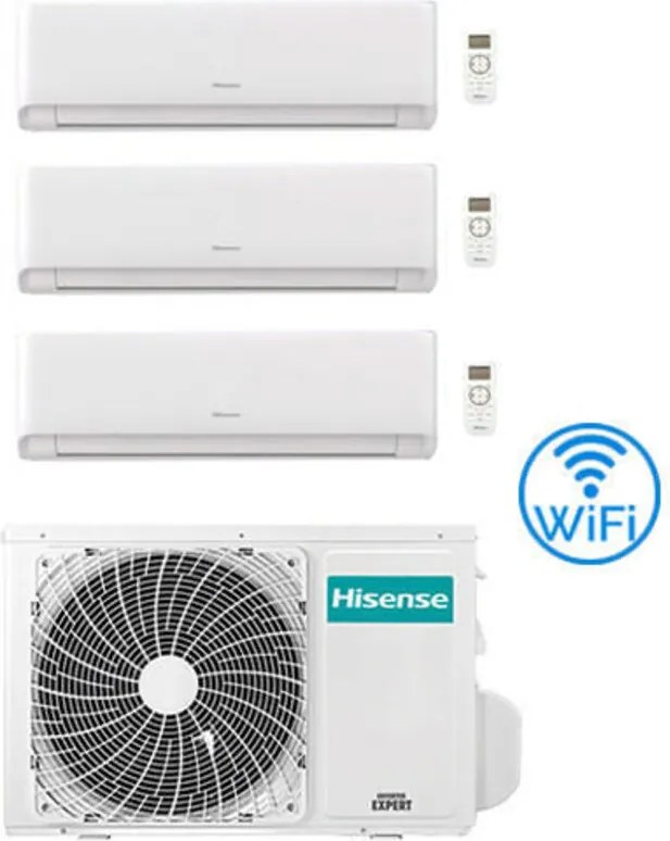 Climatizzatore Condizionatore Inverter Hisense Energy Ultra Ecosense Wifi R32 Trial Split 7000 + 7000 + 12000 BTU con U.E. 3AMW72U4RJC Classe A++/A+
