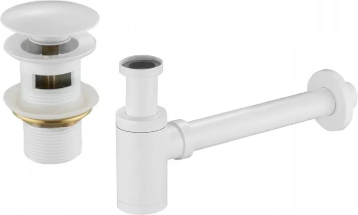 Mexen Piletta di Scarico Lavabo Rotonda con Tappo Click-Clack, con Troppo Pieno, Bianco - 7992050-20