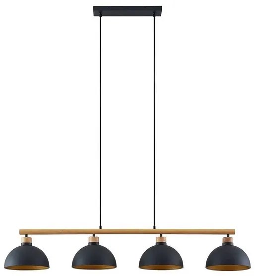 Tirzana 4 Lampada a Sospensione Black/Light Wood - Lindby