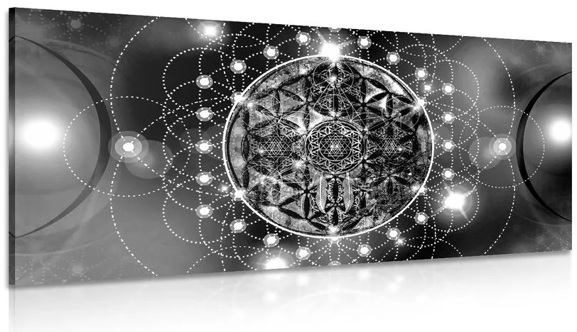 Stampa su tela – Mandala affascinante in bianco e nero
