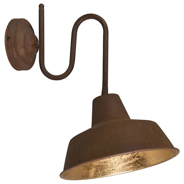 Lampada da parete industriale ruggine con interno dorato - Factory