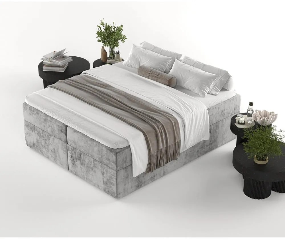 Letto boxspring grigio con contenitore 180x200 cm Yoko - Maison de Rêve