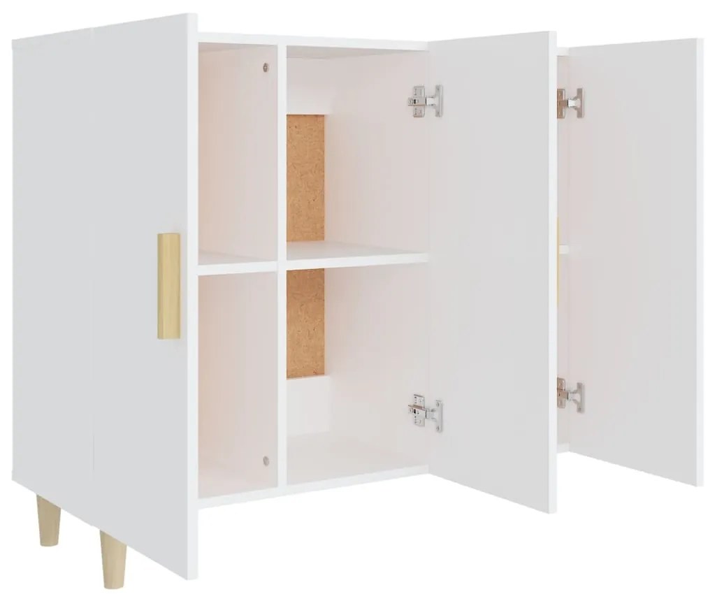 Credenza bianca 90x34x80 cm in legno multistrato