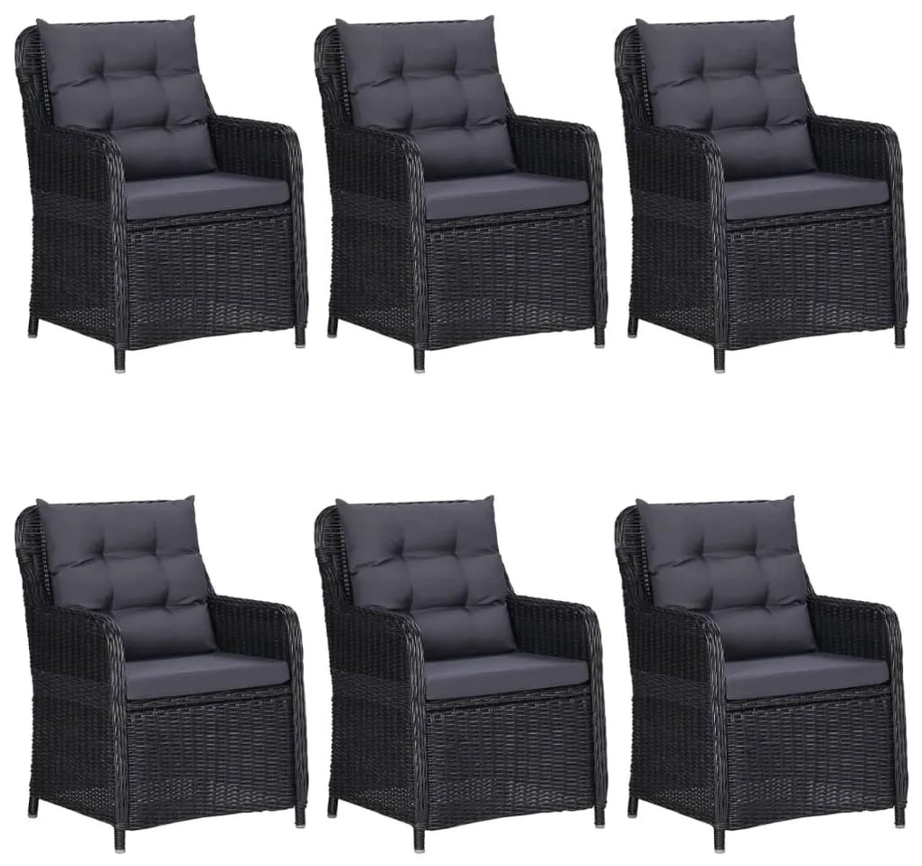 Set mobili da pranzo per giardino 7 pz nero