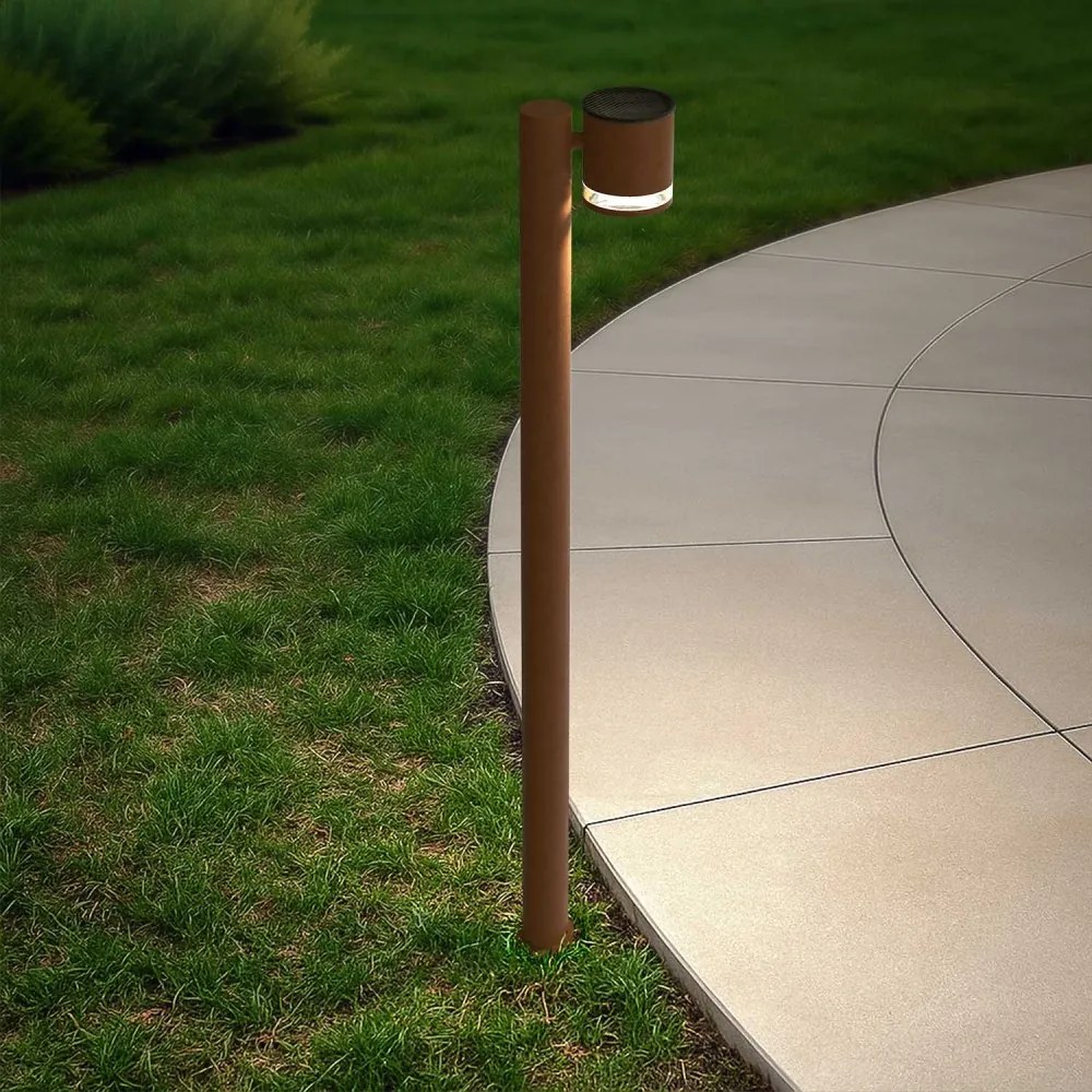Paletto da Giardino Solare Corten da 100cm, IP54 in Alluminio Colore Bianco Naturale 4.000K