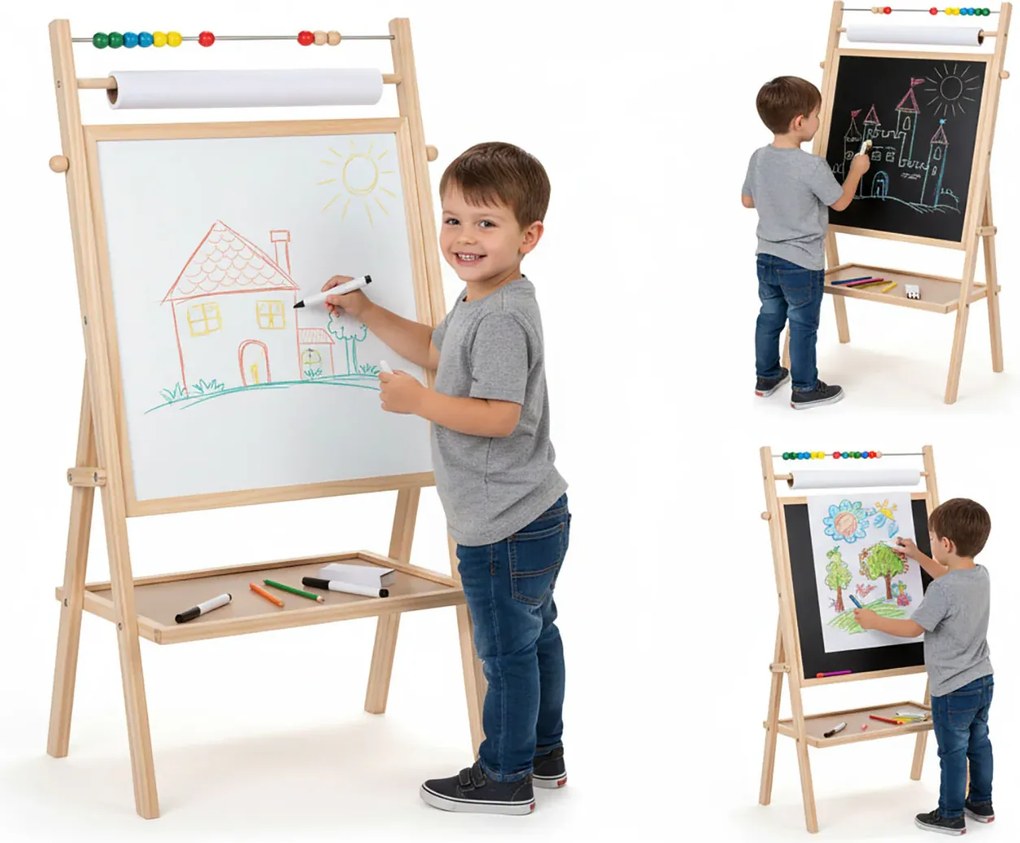 Lavagna 3 in 1 per Bimbi in Legno 75 cm Creativity...
