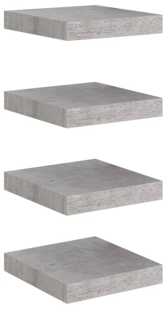 Mensole a muro 4 pz grigio cemento 23x23,5x3,8 cm in mdf