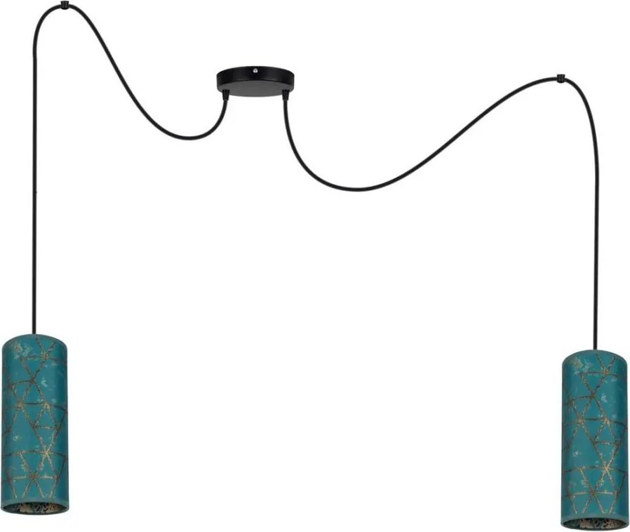 Lampadario a sospensione con filo AVALO 2xE27/60W/230V ragno turchese/oro