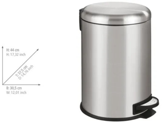WENKO 22704100 - Cestino LEMAN 30,5x44 cm inox/satinato/nero