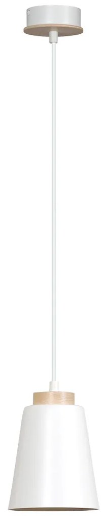 Lampadario a Sospensione in Acciaio e Legno BOLERO White