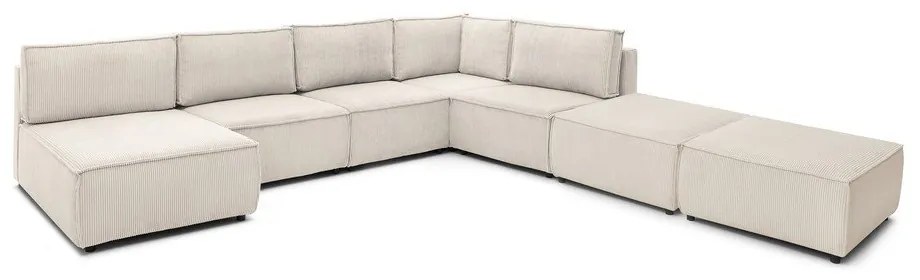 Divano a U angolare in velluto a coste variabile crema Nihad modular - Bobochic Paris