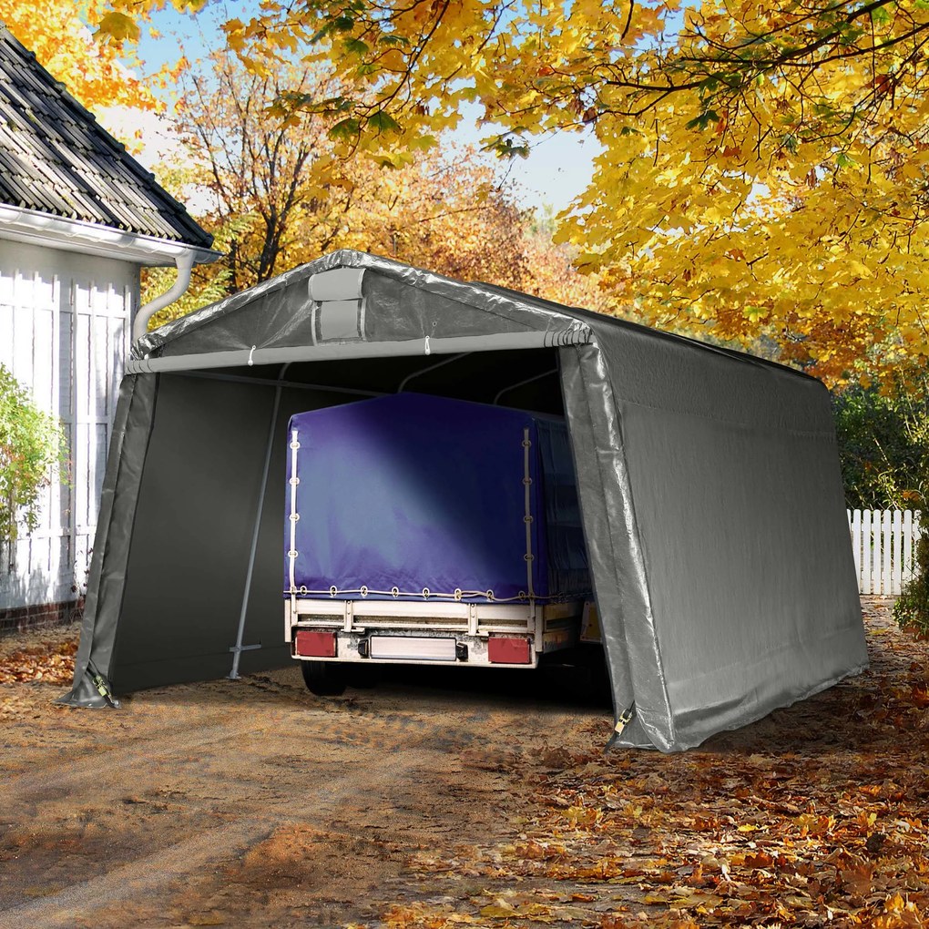 TOOLPORT Tenda garage 3,3x4,7m, Telo in PE, grigio - (8060)