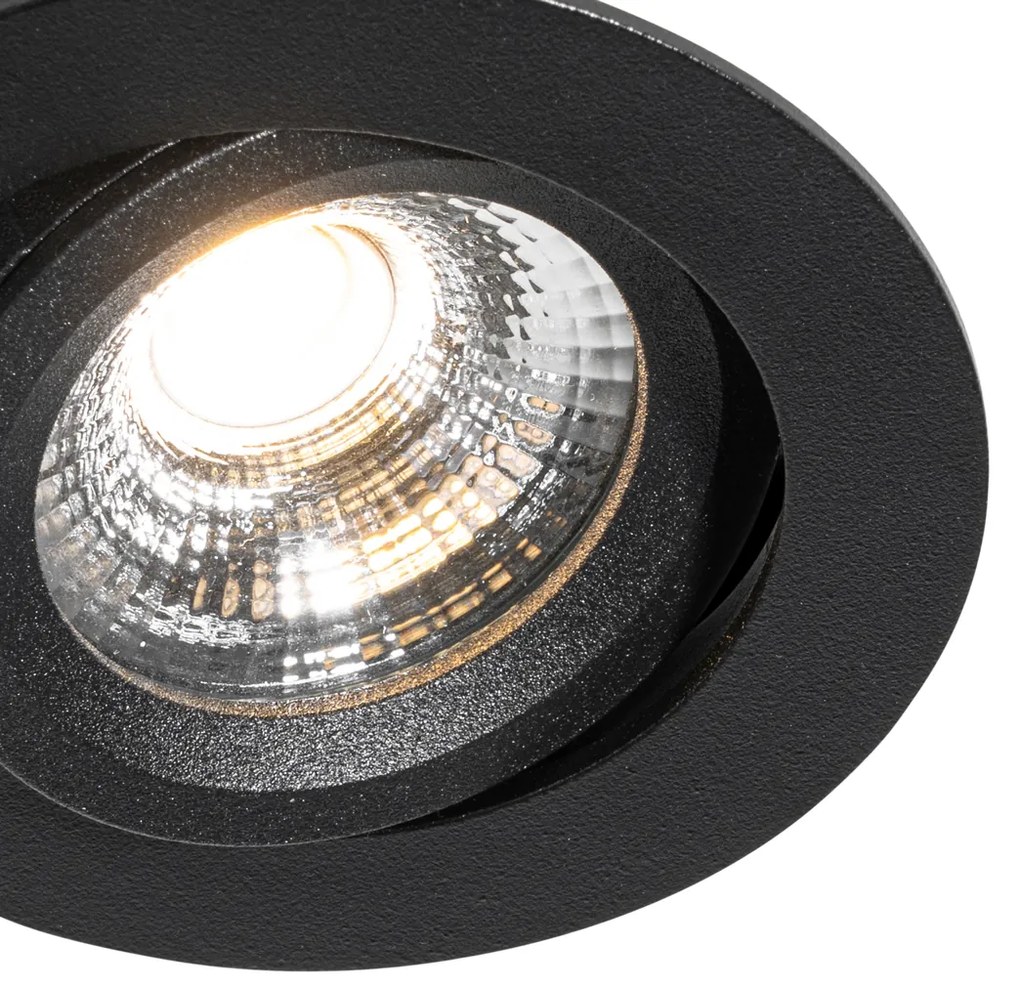 Set di 6 faretti da incasso neri orientabili 8,2 cm con LED Dim to Warm IP54 Ultra Slim - Pupil