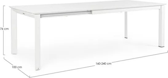 Tavolo Allungabile In Alluminio Bianco Per Esterni 100x160-240 Konnor Bizzotto