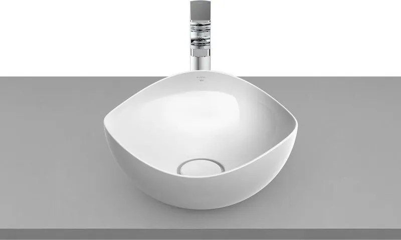 Lavabo da appoggio Ohtake ROCA irregolare in ceramica P 37.5 cm bianco lucido piletta non inclusa