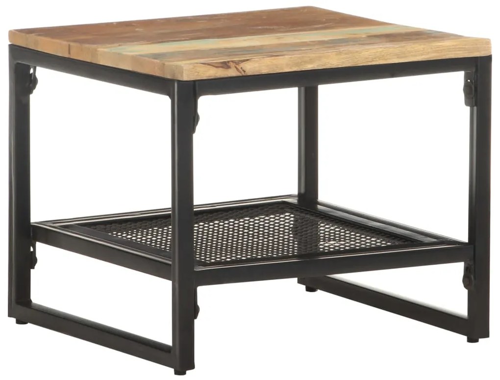 Tavolino Laterale 40x40x35 Cm İn Legno Massello Di Recupero /