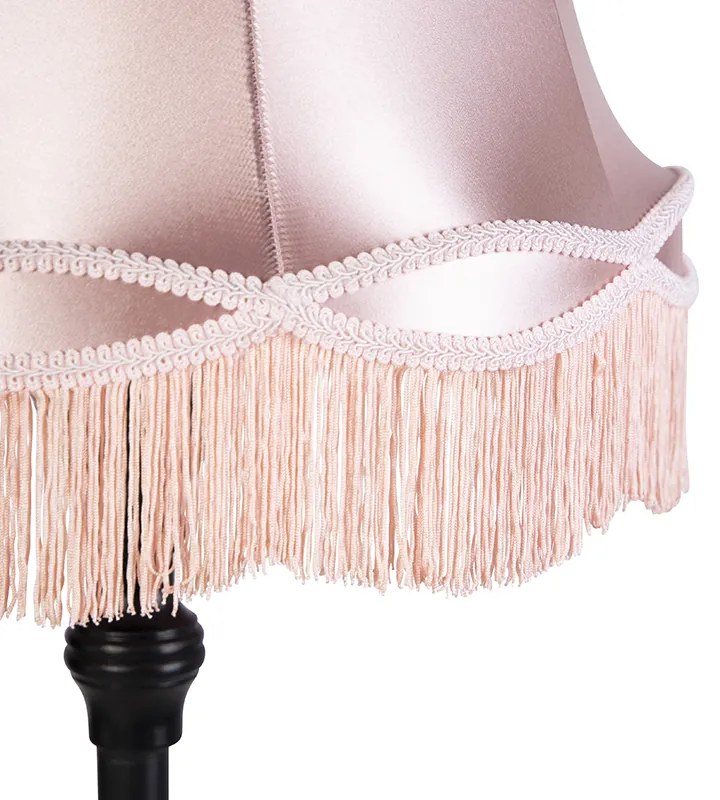 Lampada da terra nera con paralume granny rosa - Classico