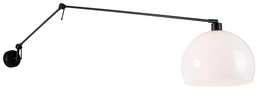 Applique nera con paralume bianco 30 cm orientabile - Blitz