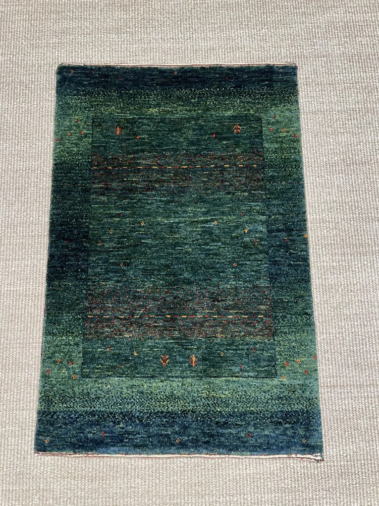 Loribaft Tappeto 90x60 Verde (Iran) Annodato A Mano