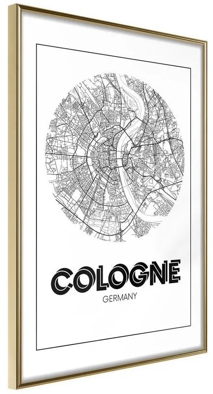 Poster  City Map: Cologne (Round)  Cornice Quadri Cornice d'oro, Larghezza x Altezza Home decor 40x60