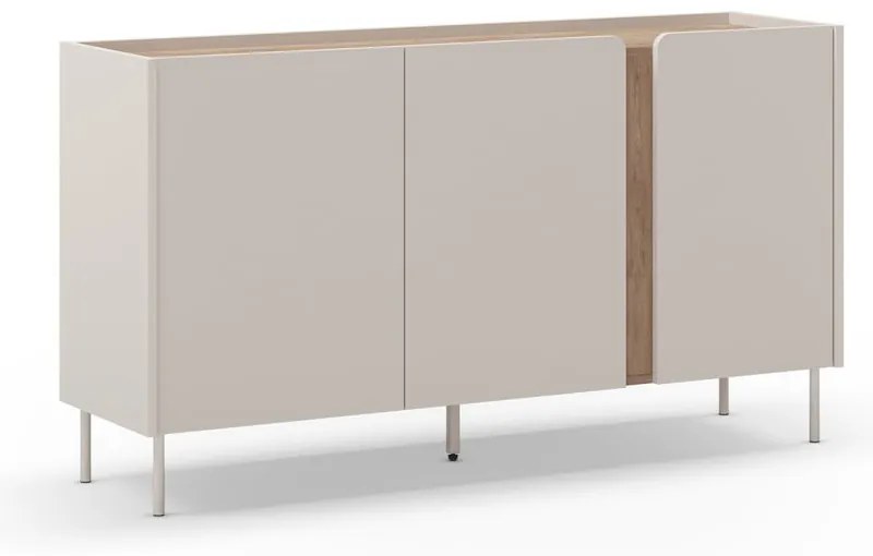 Cassettiera effetto rovere in colore crema-naturale 150x82,5x40,5 cm Lucile - Marckeric