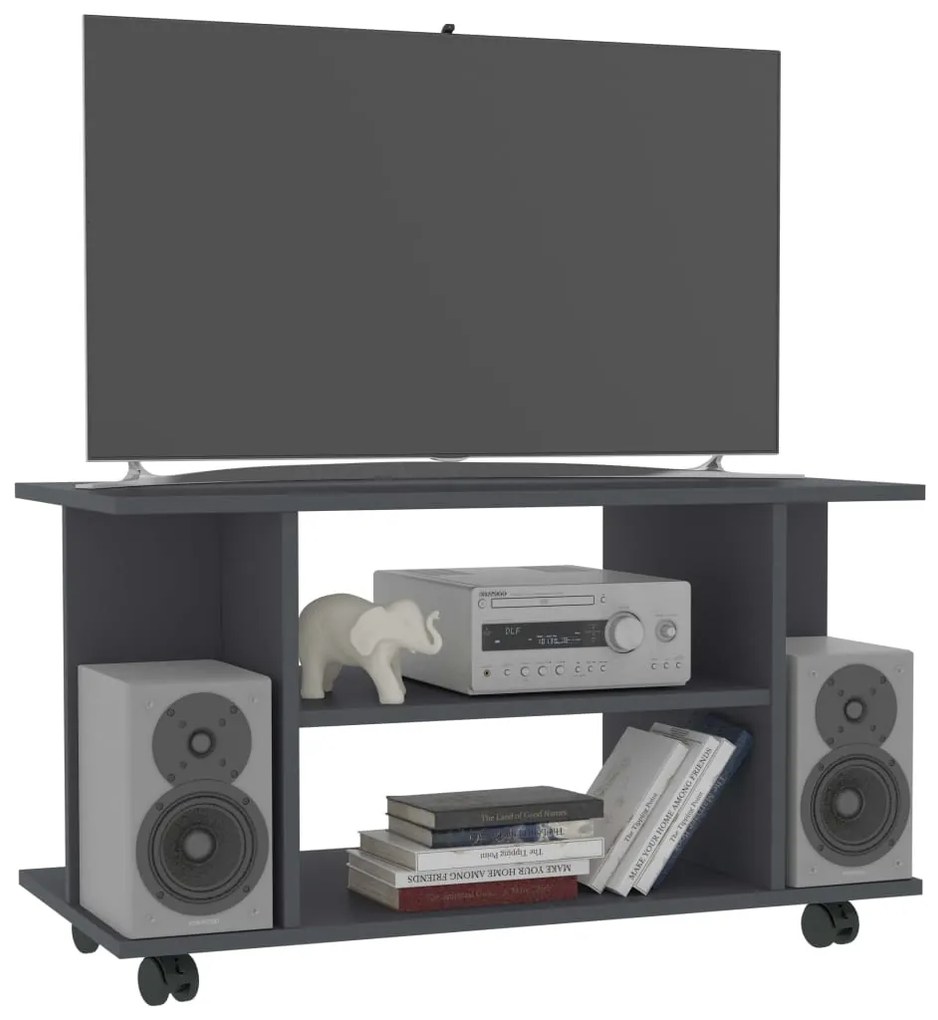 Mobile tv con ruote grigio 80x40x40 cm in truciolato