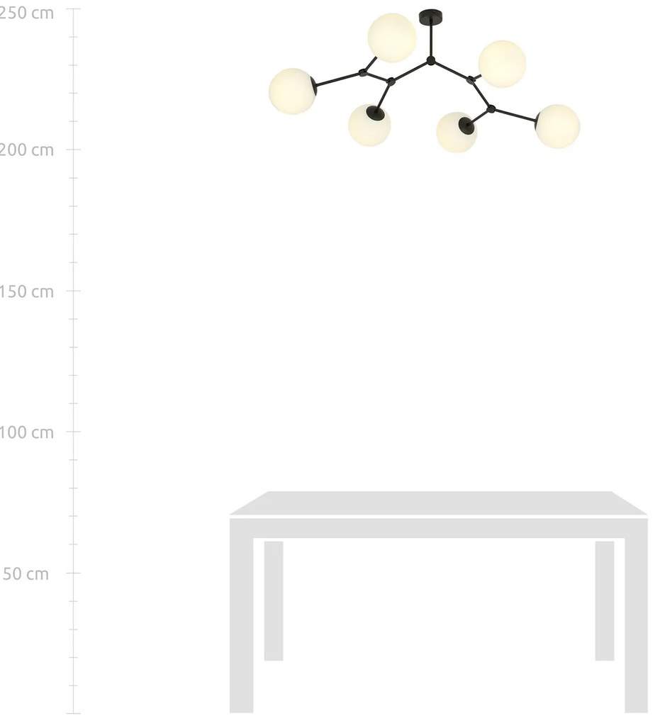 Plafoniera Minimal Iperione Acciaio Nero Bianco 6 Luci E14 Ip20