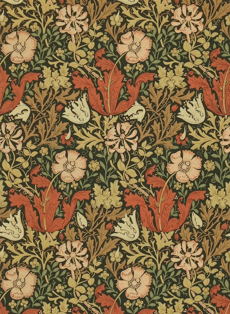 Morris & Co Carta da parati Compton - Brown/ Orange