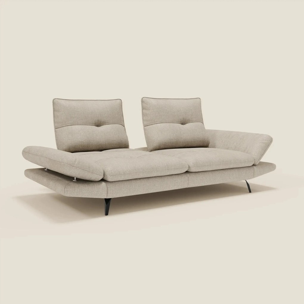 Ardex Divano 3 posti con schienali traslanti e braccioli regolabili in morbido tessuto impermeabile T06 panna