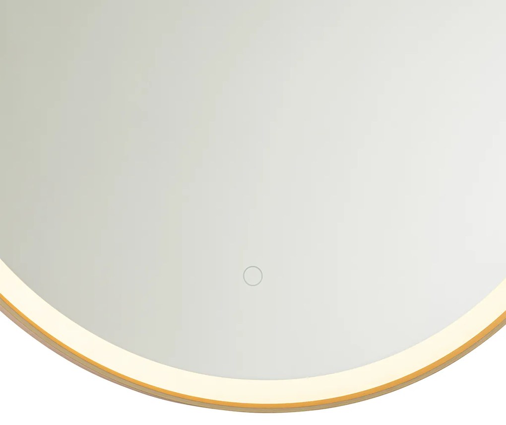 Specchio da bagno oro 70 cm con LED dimmerabile a 3 livelli con touch rotondo - Miral