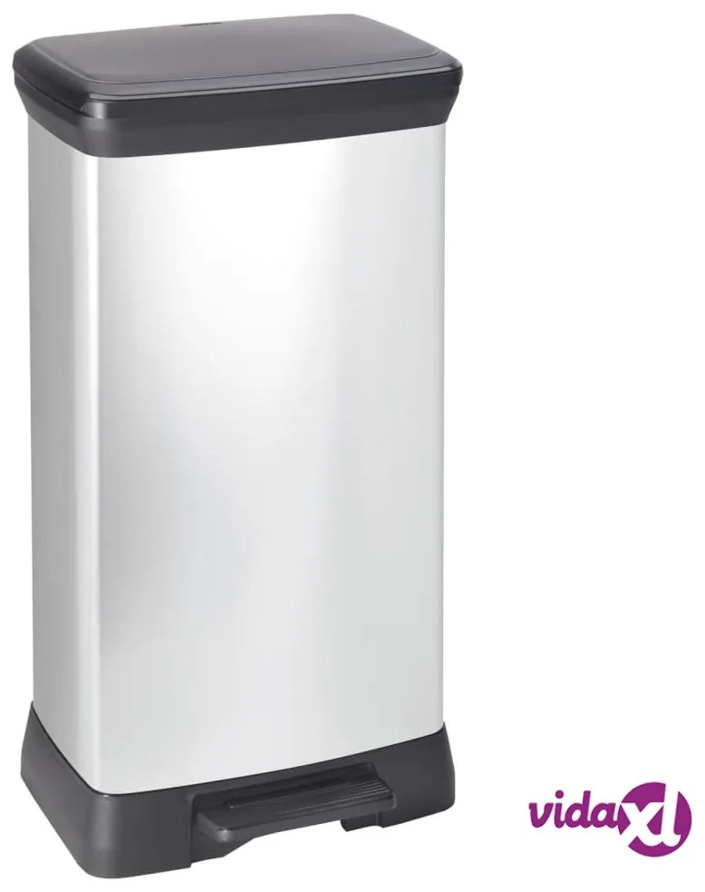 Curver Pattumiera a Pedale Deco Rettangolare 50 L Argento