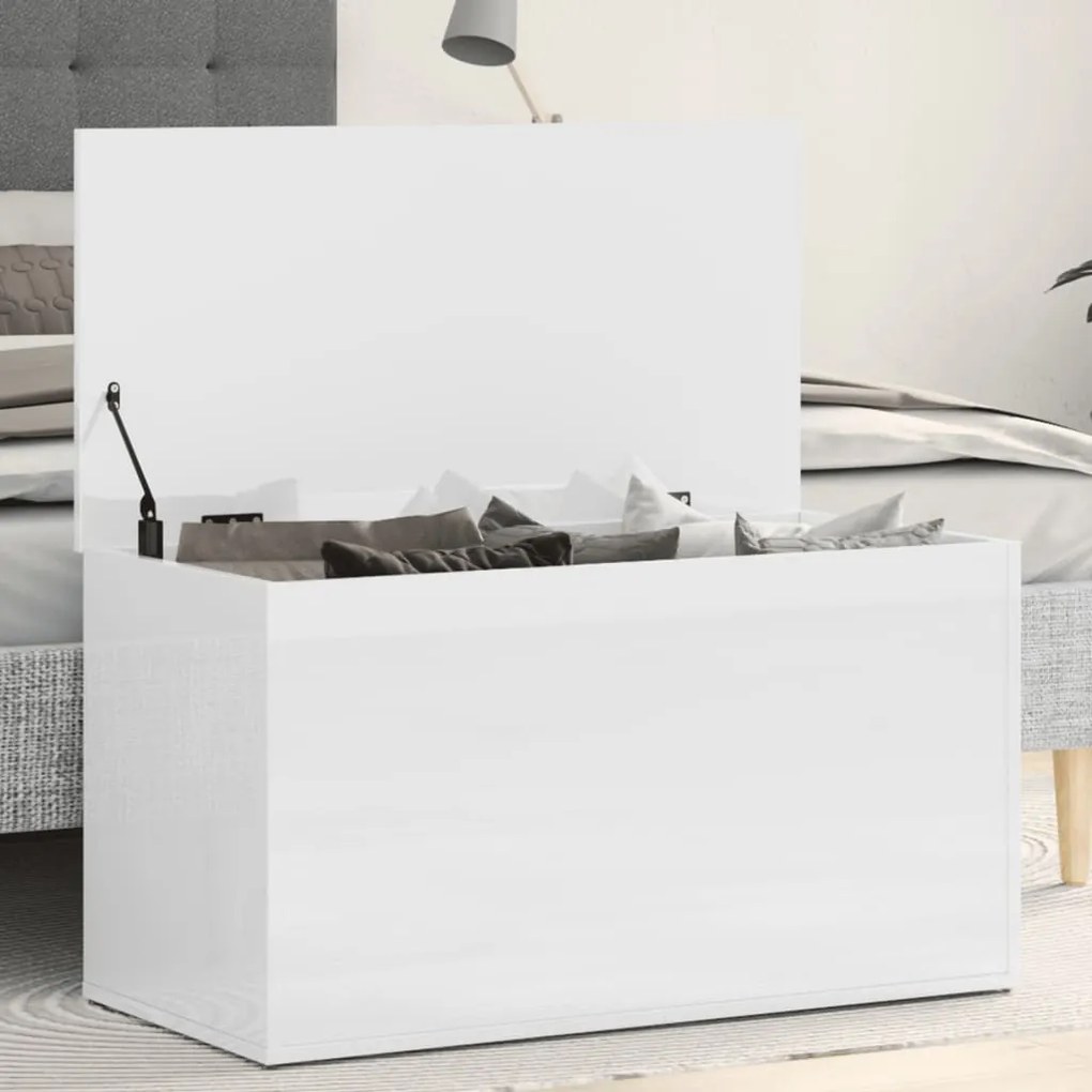 Cassapanca Bianco Lucido 84x42x46 Cm İn Legno Ingegnerizzato /