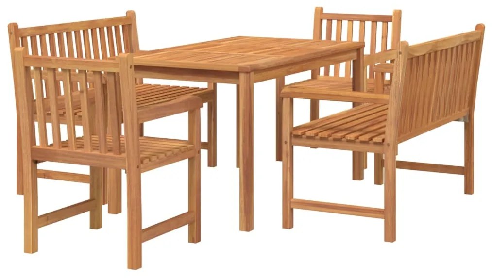 Set da pranzo per giardino 5 pz in legno massello di teak