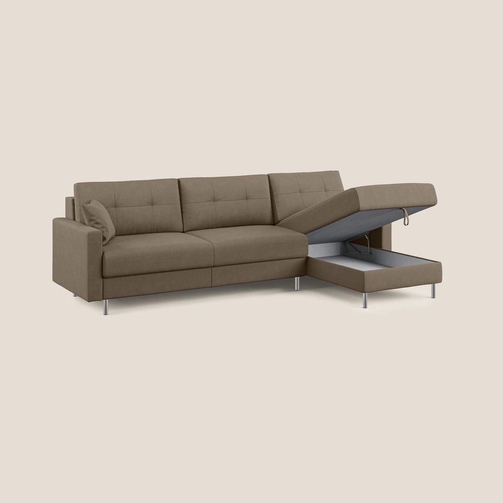 Megan divano letto angolare in microfibra smacchiabile T11 marrone