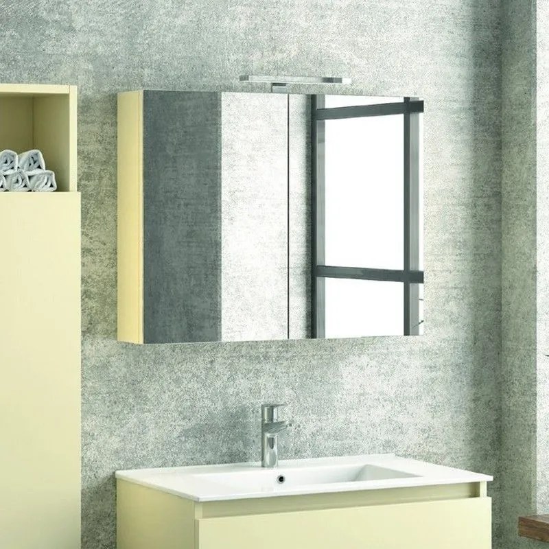 Kamalu - composizione bagno sospesa 80cm: mobile, specchio e colonna tod-80b