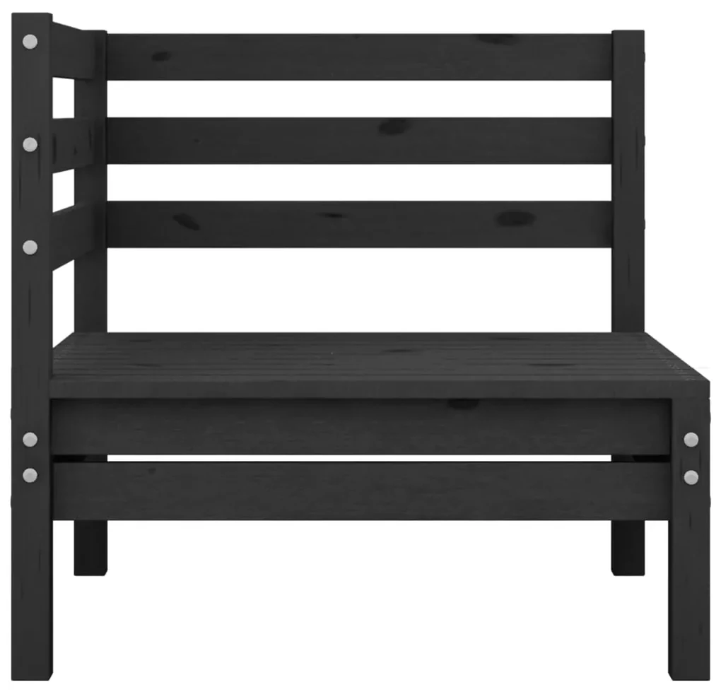 Set divani da giardino 9 pz nero in legno massello di pino