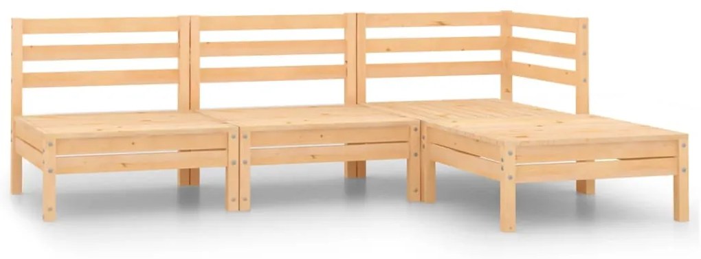 Set Salotto da Giardino 4 pz in Legno Massello di Pino