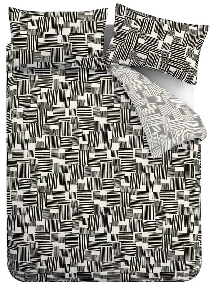 Set copripiumino e federa nero e grigio per letto singolo 135x200 cm Blocks – Catherine Lansfield