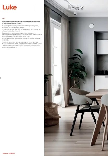 Redo 01-3196 - Lampadario a sospensione con filo LUKE 1xE27/42W/230V diametro 17 cm nero