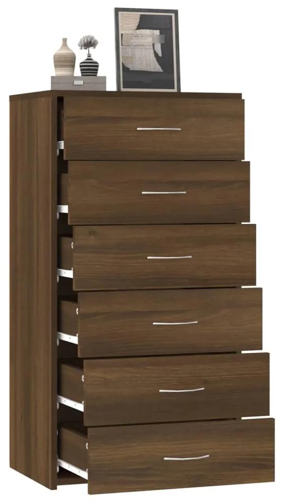 Credenza 6 cassetti rovere marrone 50x34x96cm legno multistrato