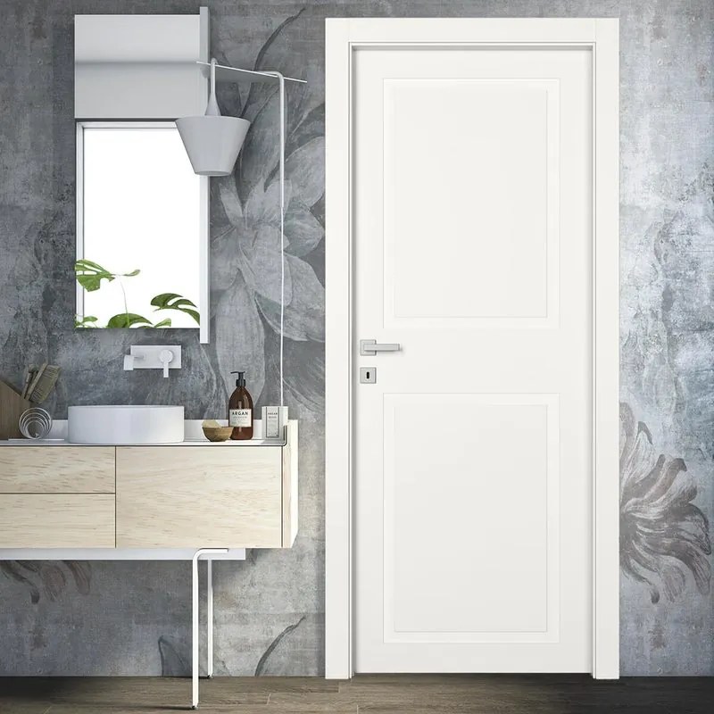 Porta tamburata battente Refine con specchio bianco L 80 x H 210 cm destra