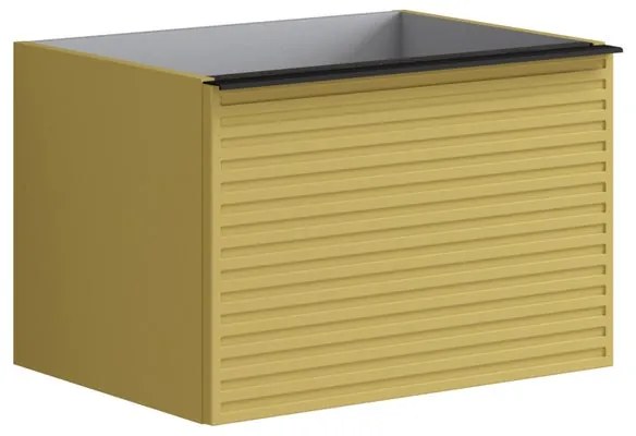 Mobile da bagno sotto lavabo Pixel laccato opaco giallo sole laccato L 60 x H 40 x P 45.5 cm 2 cassetti, lavabo non incluso