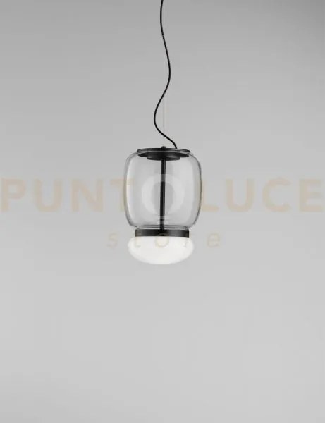 Faro sospensione s cristallo bianco montatura nero opaco 2 l2214 le...