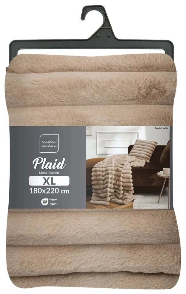 Coperta marrone chiaro in micropile 180x220 cm Boudoir – douceur d'intérieur
