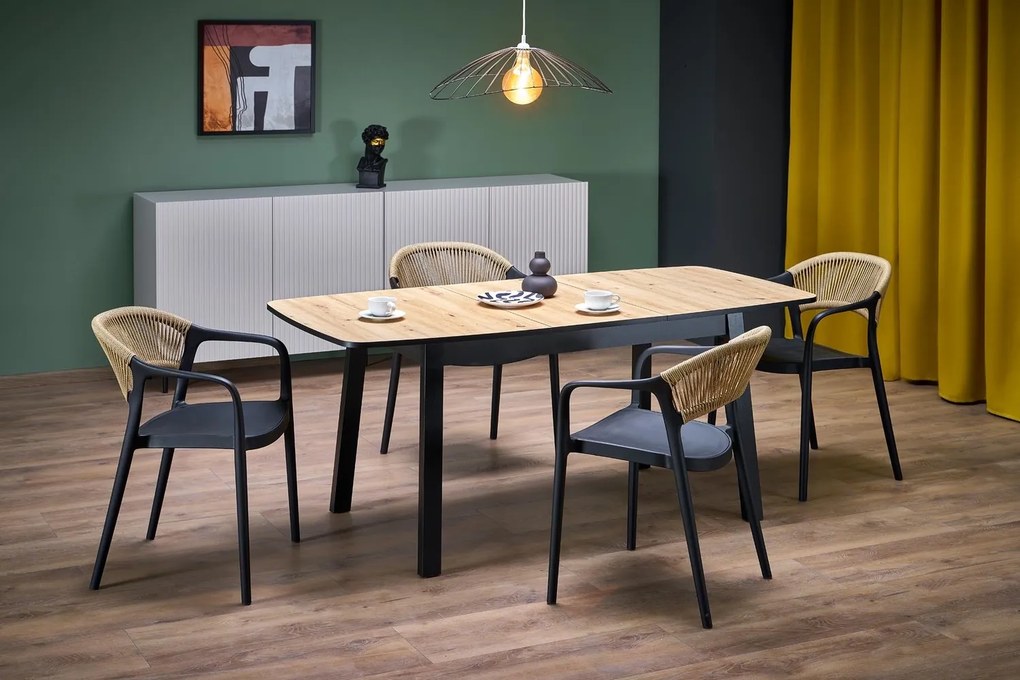 Tavolo allungabile Barril in rovere artisan e nero – 130/170×80×72 cm