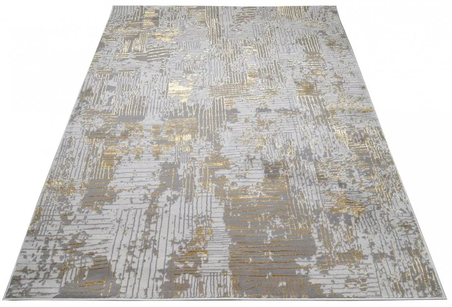 Tappeto moderno grigio con motivo oro Larghezza: 200 cm | Lunghezza: 300 cm