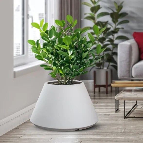 Vaso in resina da esterno interno tondo conico d.60x35h Stromboli Bianco