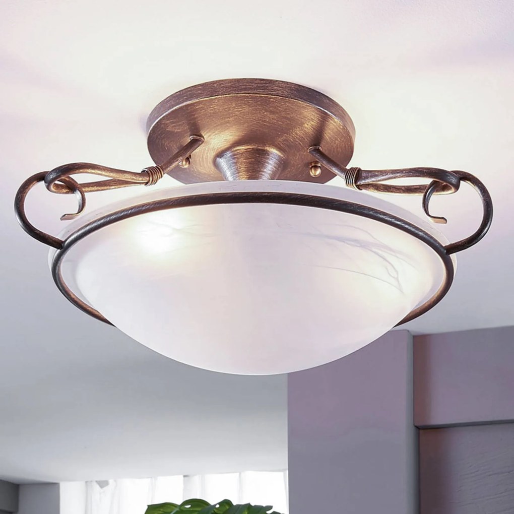 Plafoniera soffitto Rando Lindby, dimmerabile, Alluminio / Grigio / Zincato, Soggiorno / Sala da pranzo, Metallo, Campagna / Rustiche, Plafoniera