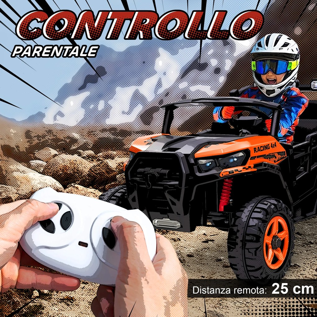Macchina Elettrica per Bambini 3-8 Anni 24V Fuoristrada a 2 Posti Doppio Motore Telecomando e Soft Start Arancione...